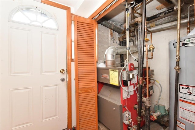 utility room with water heater