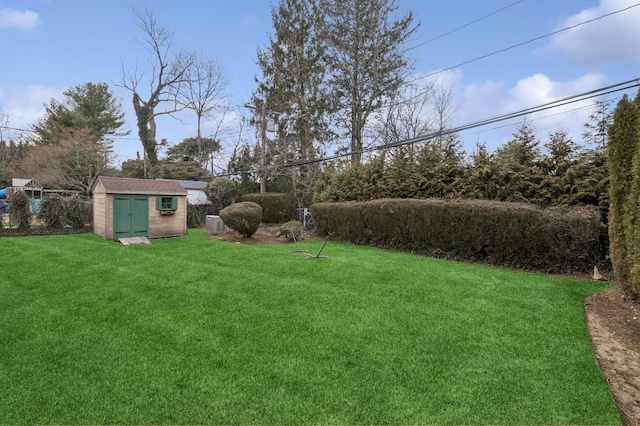 view of yard featuring a storage unit and an outdoor structure