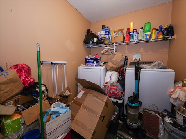 storage featuring separate washer and dryer