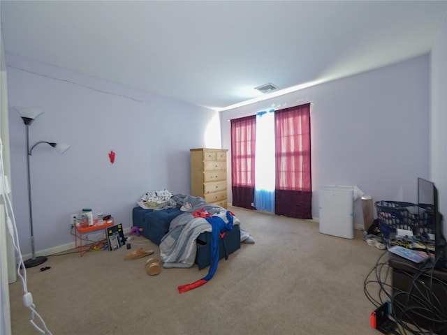 game room with visible vents and carpet flooring