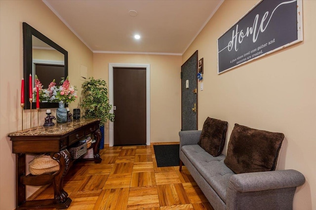 entrance foyer featuring crown molding