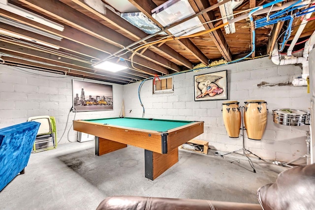 game room featuring concrete floors and billiards