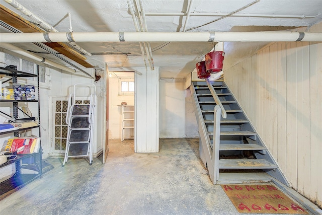 basement with stairs