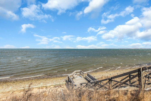 property view of water with a beach view