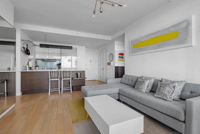 living area with light wood finished floors