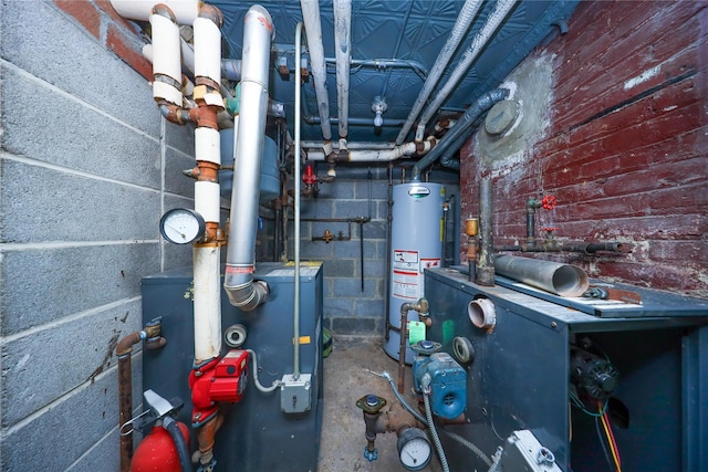 utility room featuring gas water heater