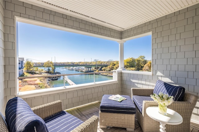 balcony with a water view