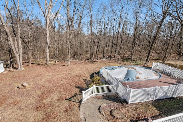 view of yard with a wooden deck