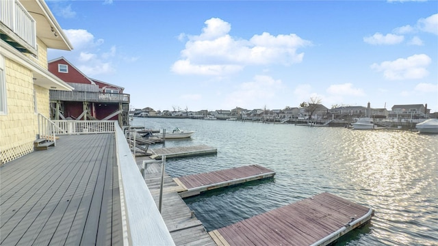 view of dock featuring a water view