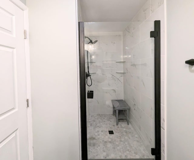 bathroom featuring a stall shower