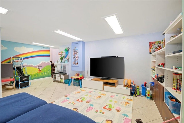 recreation room with tile patterned floors