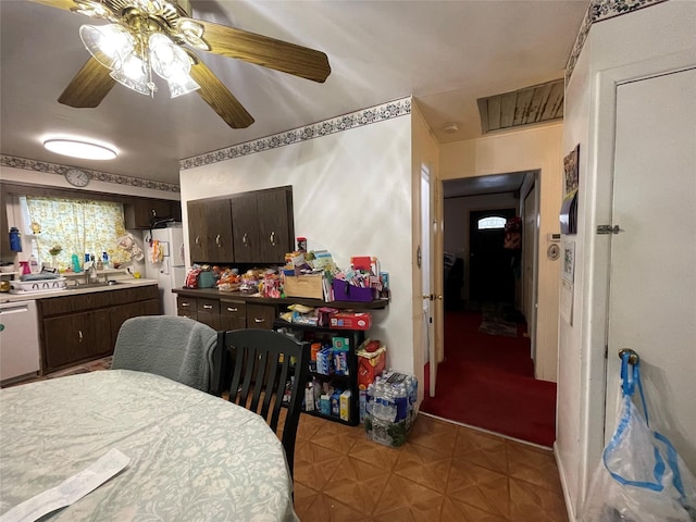 dining space featuring visible vents and tile patterned floors