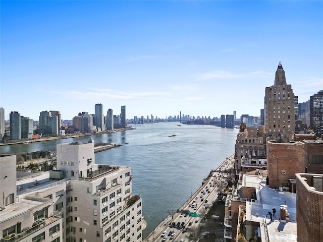 property view of water with a city view