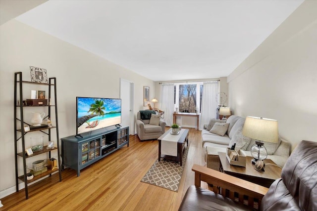 living area featuring light wood finished floors