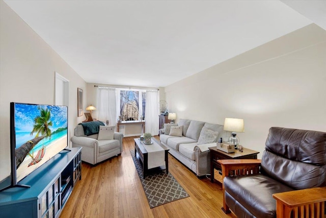 living area featuring light wood finished floors