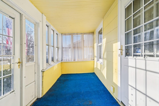 view of unfurnished sunroom