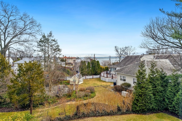 view of yard featuring a wooden deck