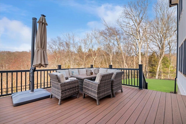 deck with an outdoor hangout area