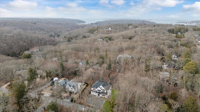 aerial view with a wooded view