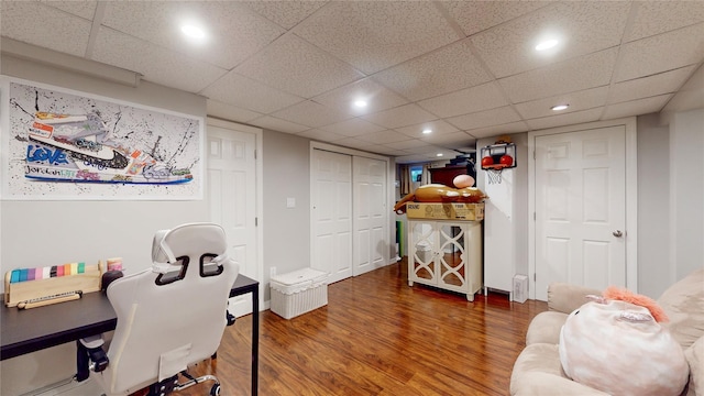 playroom with recessed lighting and wood finished floors