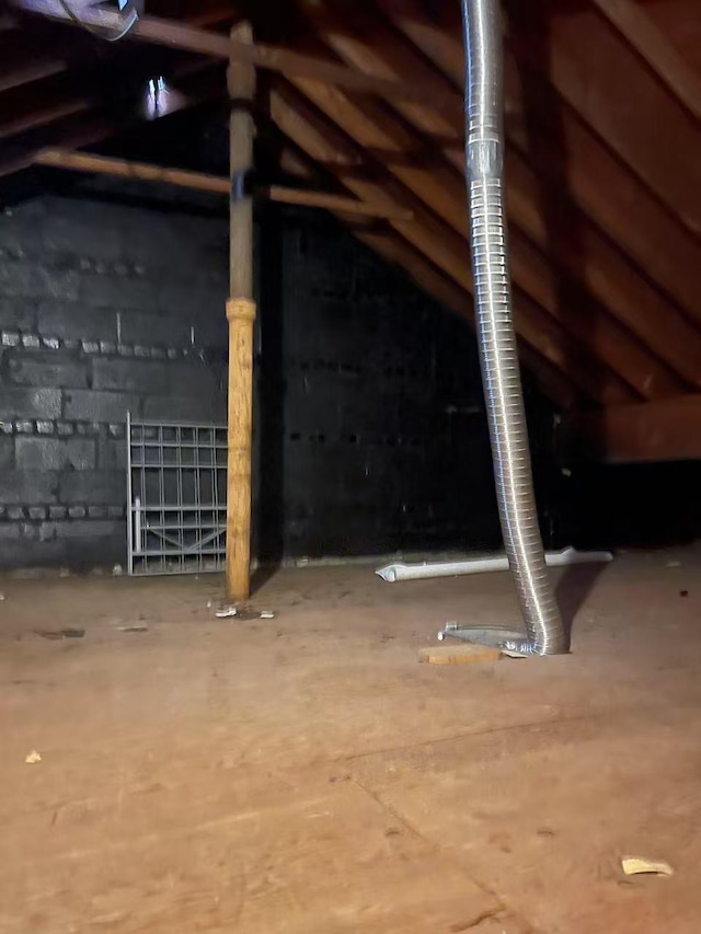 view of unfinished attic