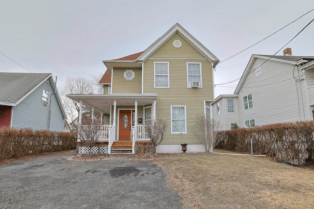 view of front of home featuring covered porch