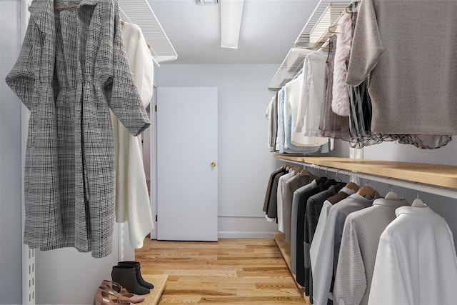 spacious closet with light wood finished floors