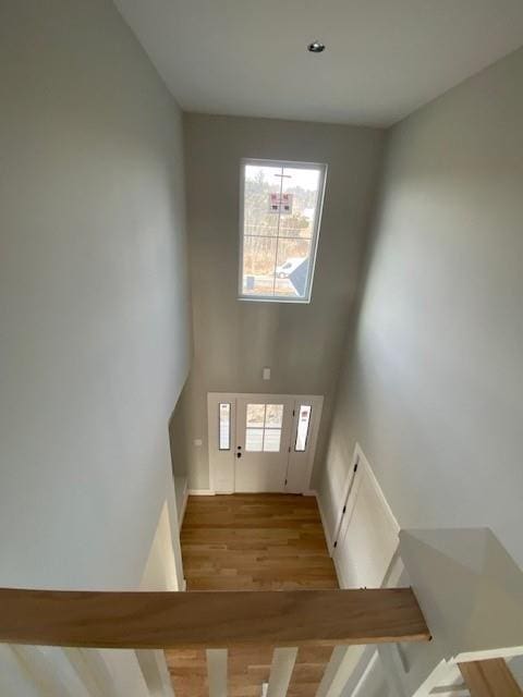 foyer entrance with wood finished floors