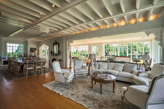 living area with wood-type flooring