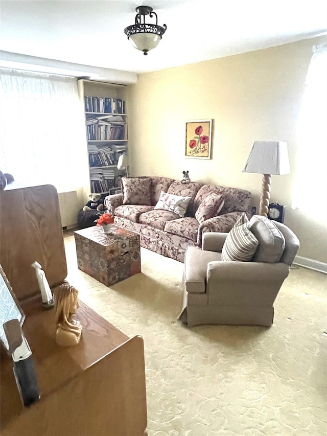 living room with carpet and a healthy amount of sunlight