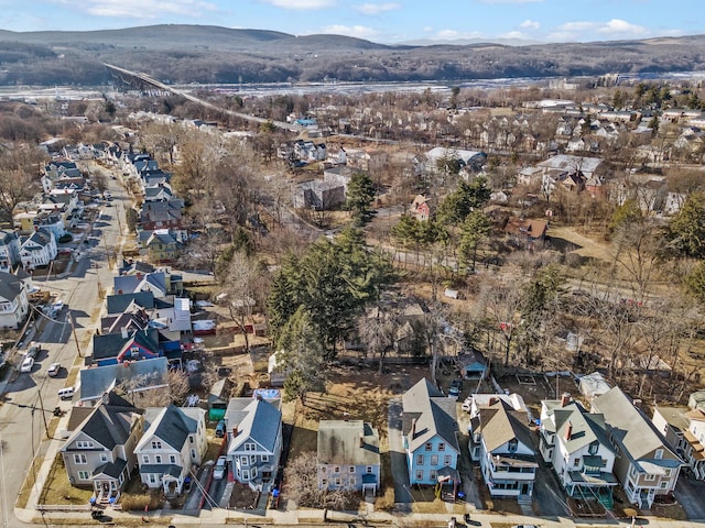 birds eye view of property featuring a residential view and a mountain view