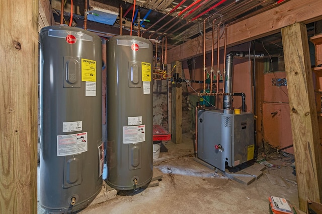 utility room featuring electric water heater