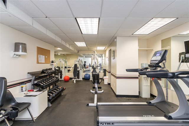 gym with a drop ceiling