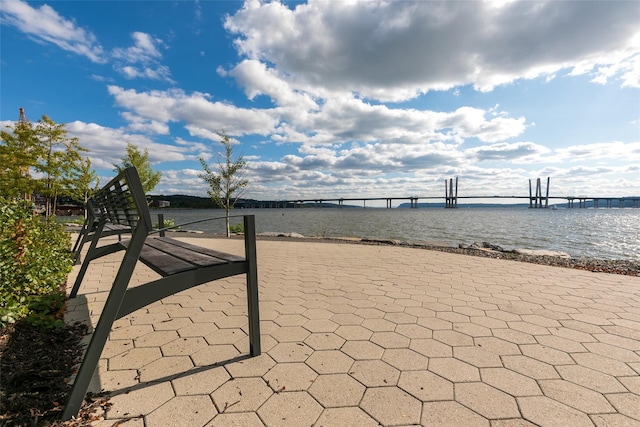 view of property's community with a water view