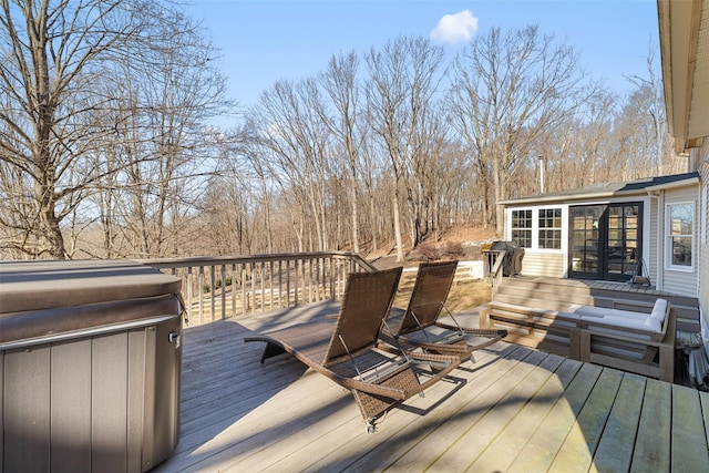 deck featuring area for grilling