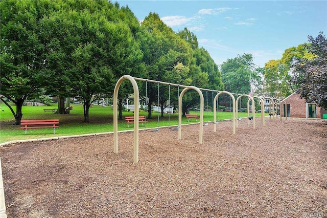 community playground with a lawn