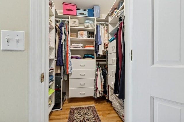 spacious closet with wood finished floors