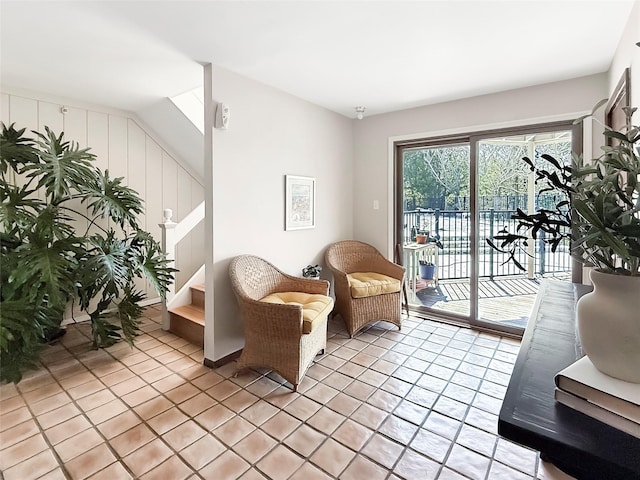 sitting room with stairway