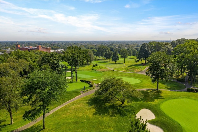 aerial view with view of golf course