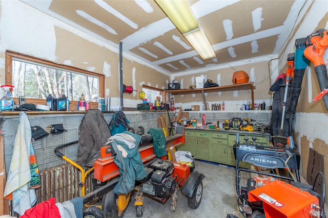 interior space with a garage