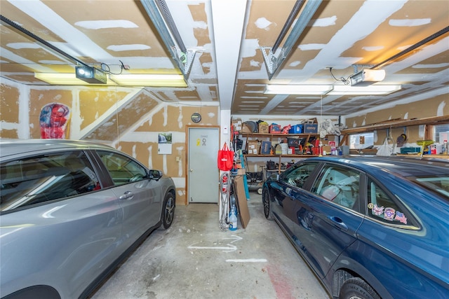 garage with a garage door opener