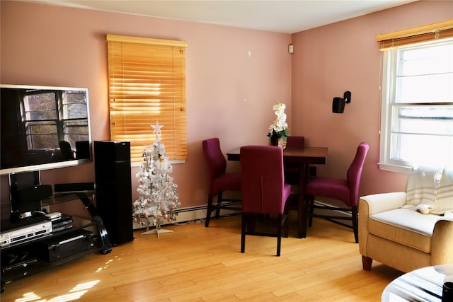 dining space featuring wood finished floors