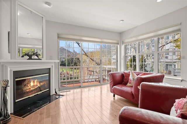 interior space featuring recessed lighting and wood finished floors