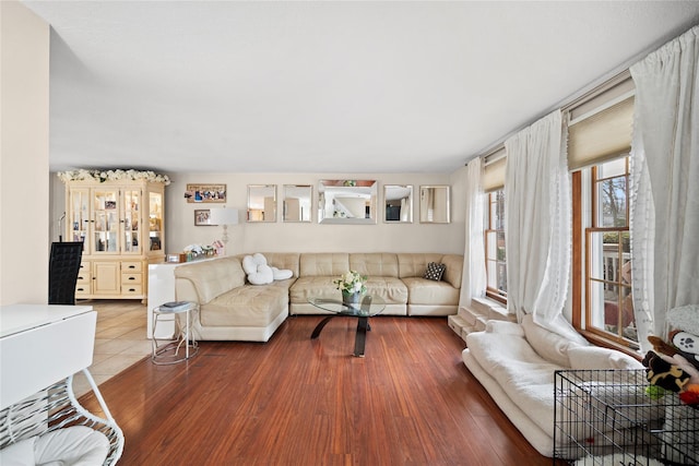 living area featuring wood finished floors