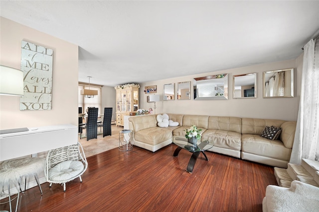 living room featuring tile patterned floors