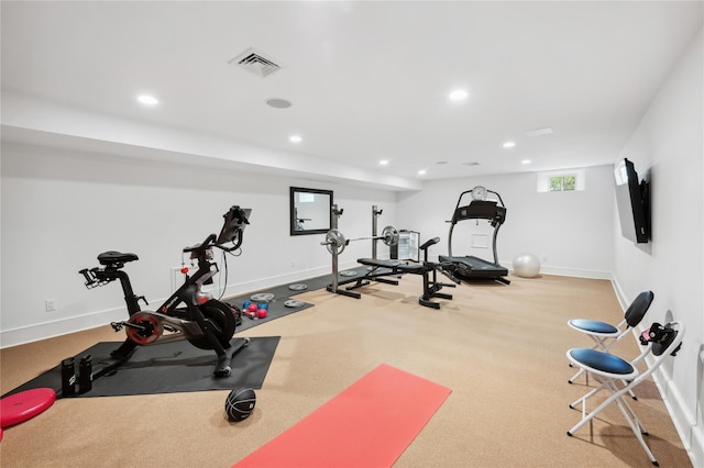 57 Old Orchard Ln, Scarsdale, NY 10583 - exercise room featuring recessed lighting, visible vents, and baseboards