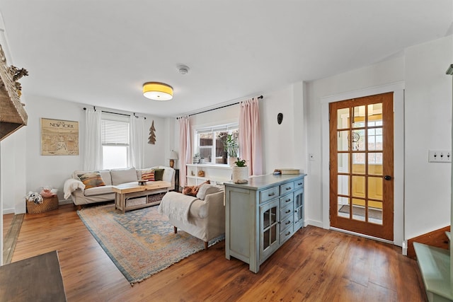 living area with wood finished floors