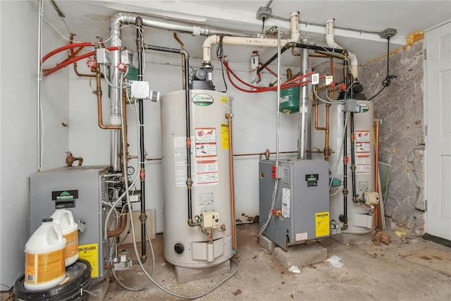 utilities with a heating unit and water heater