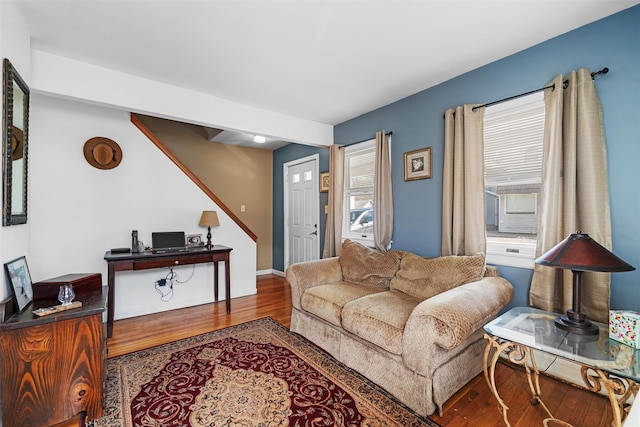 living area featuring wood finished floors