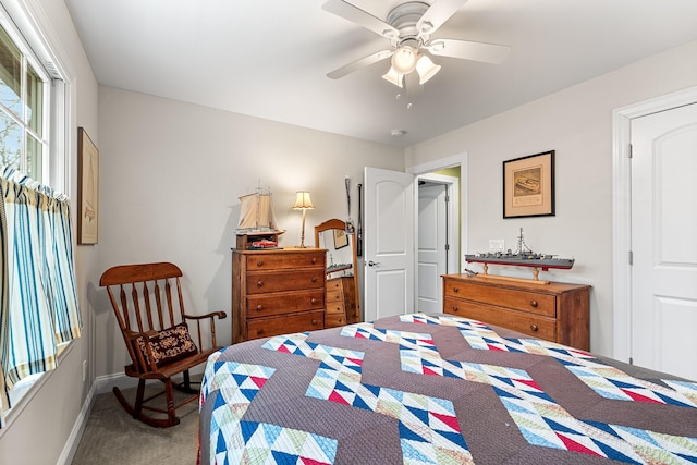 380 Hickory Rd, Southold, NY 11971 - bedroom featuring baseboards, a ceiling fan, and carpet flooring